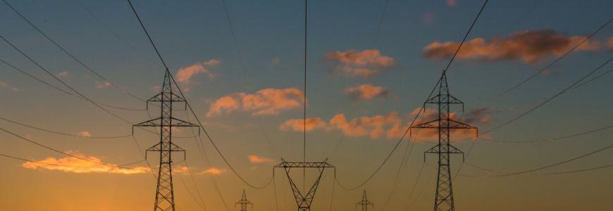 power pylons at sunset