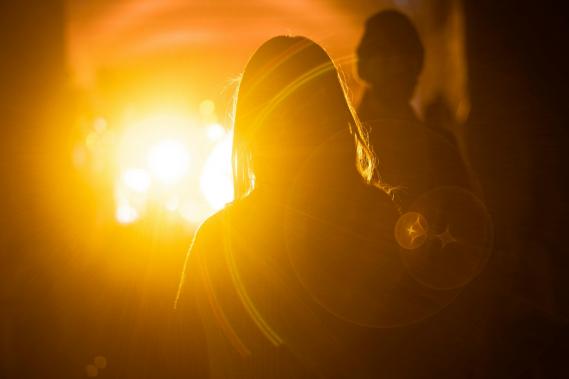 children in light